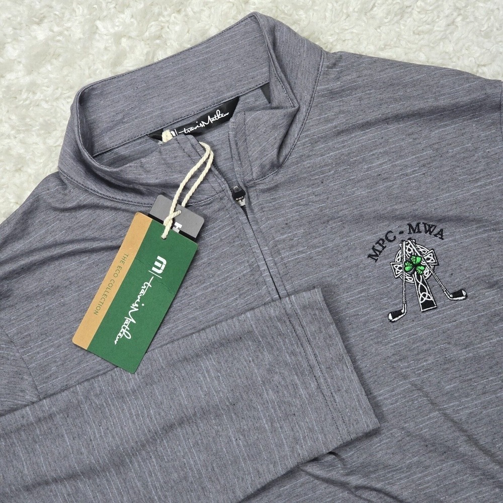 Travis Mathew Havasu 2.0 Mens Small Grey Quarter Zip Golf Pullover Celtic Logo
